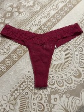 Vintage Maidenform Thong Panties Stretch String Bikini Lace Hi Cut V Cut OS