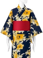 Accappatoio kimono estivo giapponese Yukata girasole yukata e obi set donna