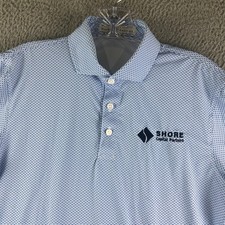 Holderness & Bourne Polo Shirt Men Small Blue Geometric Tailored Fit Co. Logo