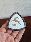 VINTAGE ENAMEL AUTOMOBILE CAR BADGE # PORSCHE MEETING ZÜRS ARLBERG AUSTRIA 1966