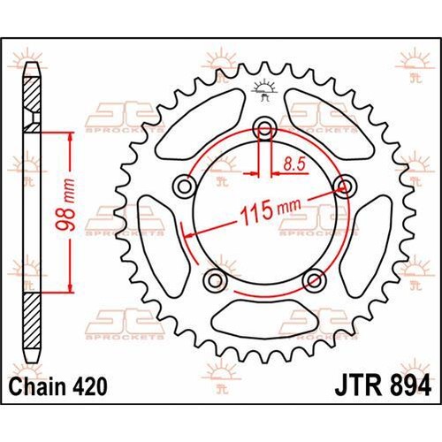 KTM SX 60 1998-2000 JT Natural Rear Sprocket 46T 420 JTR894.46 - Picture 2 of 5