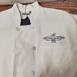 Happy Chef Size Medium White Bakery Shirt Jacket Cake Bake Cook