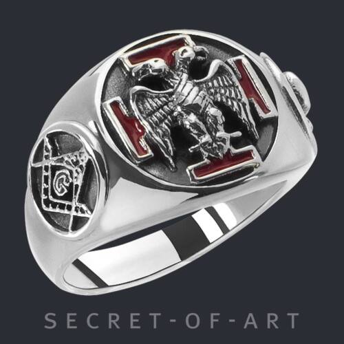 Freimaurer Ring Knight Kadosh Masonic Siegelring Scottish Rite 925 Silber Adler
