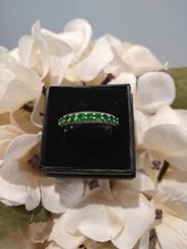 TCW=1.35 StunningNat.Russian Diopside 1/2 Eternity Band Ring in Plat/SS , Sz 8. 