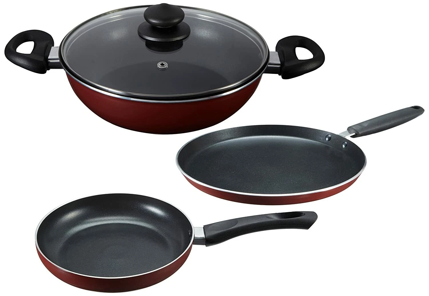 New Prestige Omega Deluxe Induction Base Non-Stick Kitchen Set, 3-Pieces