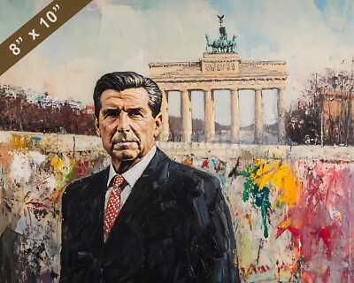 Reagan at the Berlin Wall Oil painting 8x10 Print