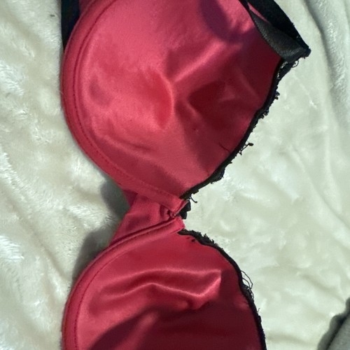 Vintage Y2K Jezebel Pink Black Lace Trim Dots Sz 38C Bra Mesh Pinup Nice - Picture 9 of 13