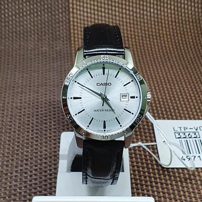Casio LTP-V004L-7A Silver Analog Black Leather Quartz Classic Ladies' Watch