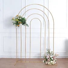 Gold 8 feet Multi-Layered Metal Floral Frame Round Top Backdrop STAND Events