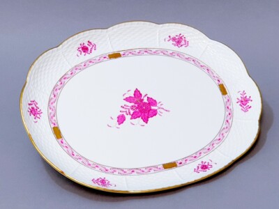 Herend Apponyi Purpur AP 417 große Schale Platte Tablett 31,4 x 25,5 cm um 1960