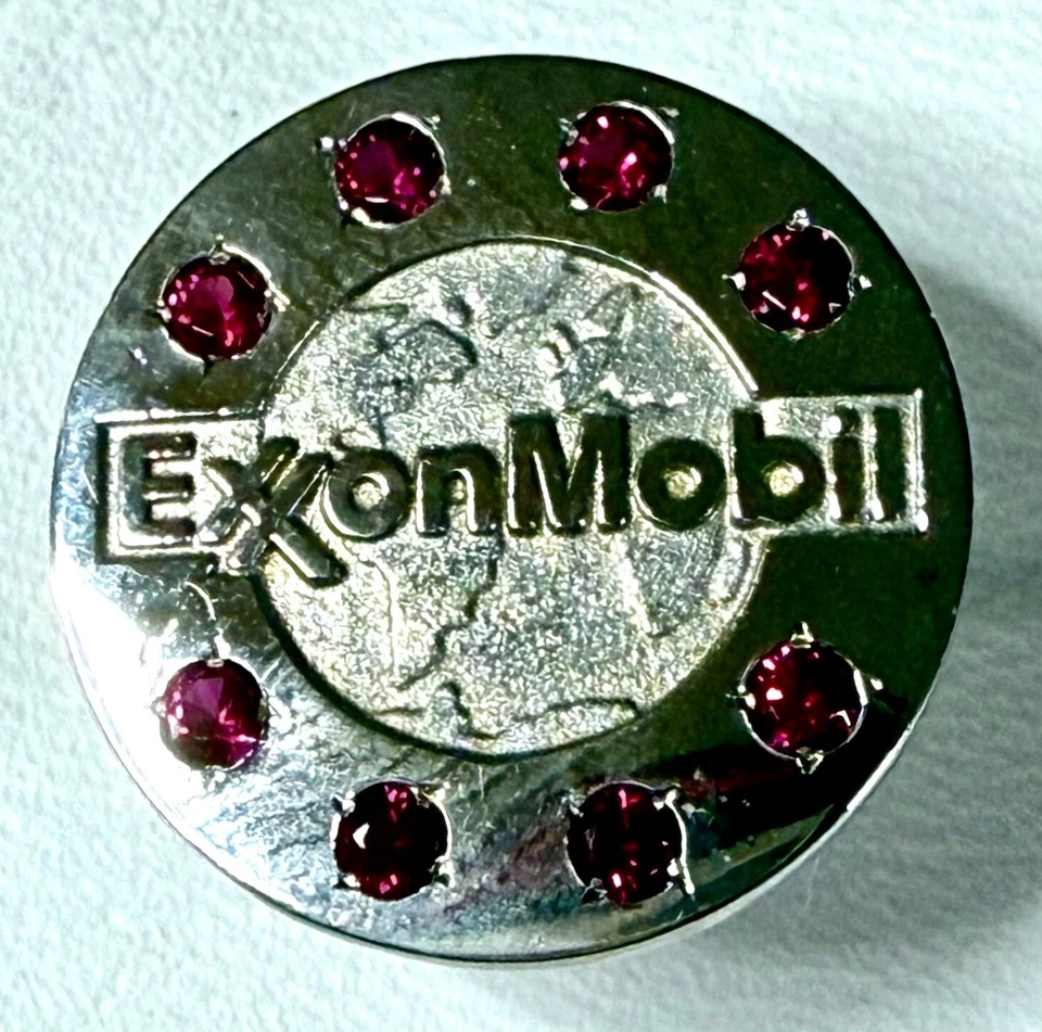 10K White Gold Genuine Ruby Studded Exxon Mobil Commemorative Tie Tack/Lapel Pin - Image 4 of 4