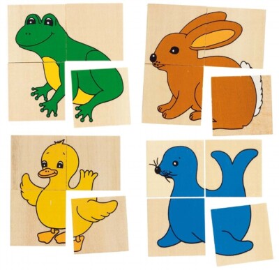 GOKI - WG230 - WOODEN TOY - KAREMO PUZZLE AND MEMO 5 DIFFERENT ANIMALS 