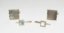 Vintage Anson Abalone Shell Cufflinks and 2 Studs Gold Tone