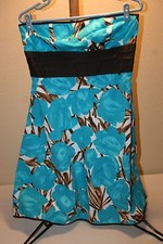 Speechless Dress Size 13 Teal and Brown STRAPLESS