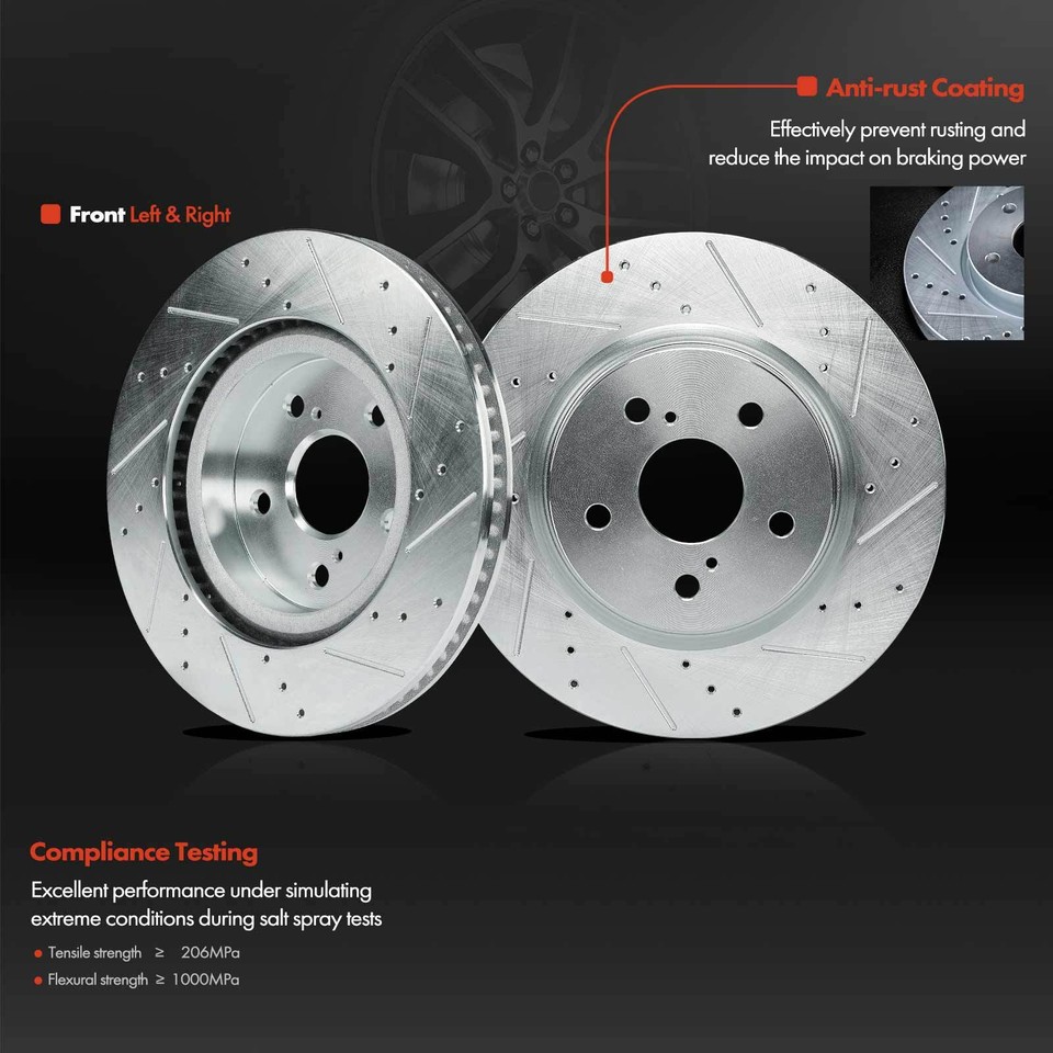 Rear Drilled Slotted Rotors + Pads for Lexus ES250 NX300 Toyota Camry Rav4