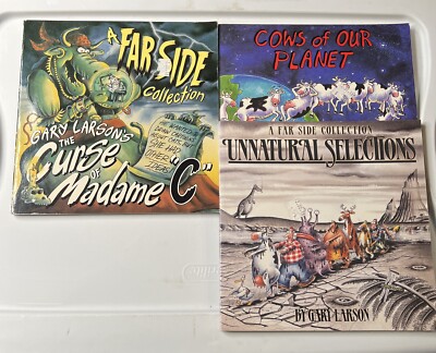 The Far Side 3 Book Lot Unnatural Selections,cows Of Our planet,curse Madame C