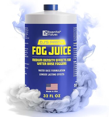 Essential Values Fog Machine Liquid - Fluid for Smoke Machine Fog - Long-Lasting