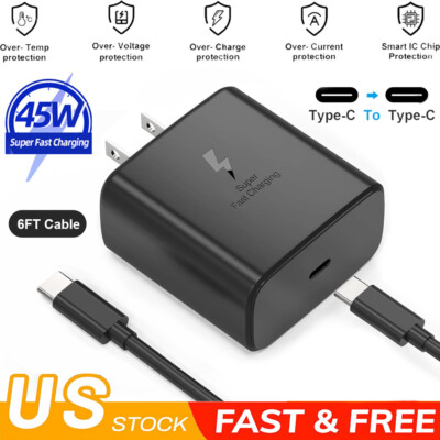 Universal 45W Fast Charger Wall Adapter Type-C Cable for Samsung Galaxy S23 S22