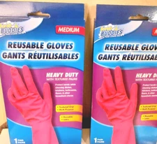 Two [2] Pairs Clean Scrub Buddies Long-Cuff Reusable Medium Latex Gloves Large