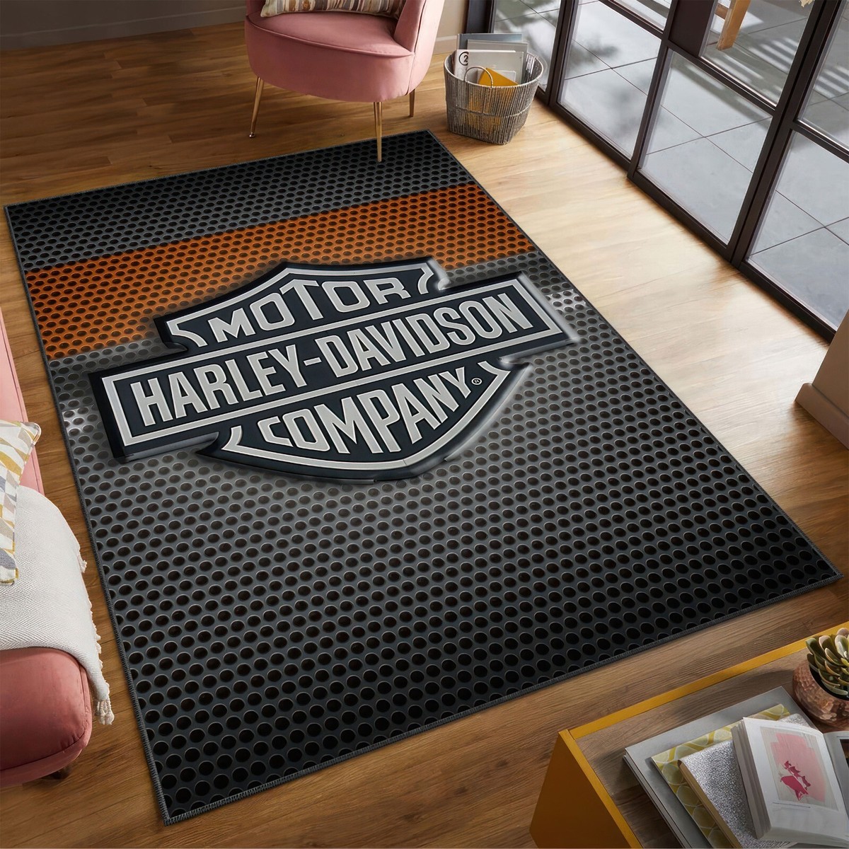 Harley Davidson Area Rug, Motorcycle Carpet, Harley Davidson