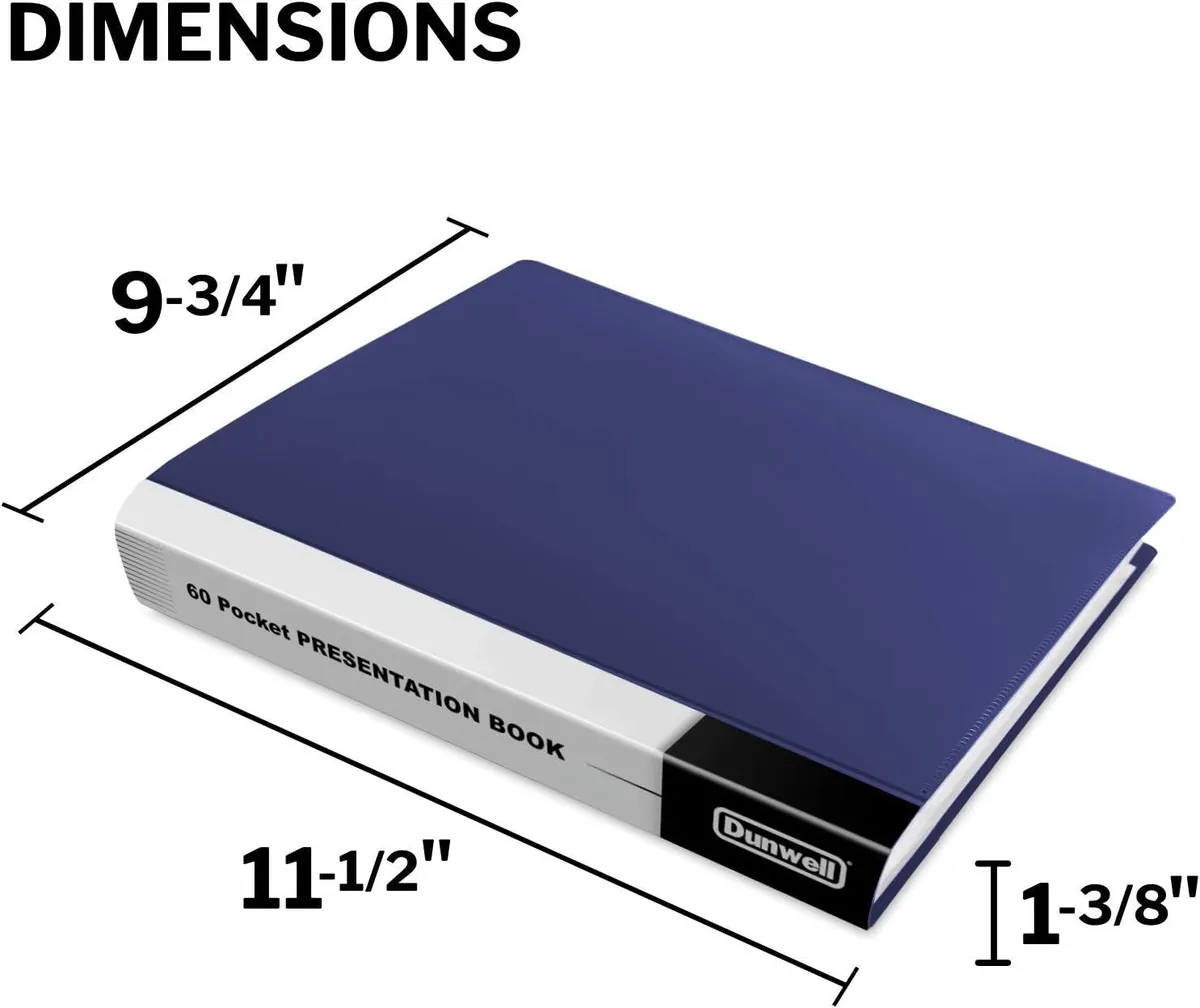 Dunwell Binder with Plastic Sleeves Presentation Book 85x11 (Blue) 60 Pockets, Displays 120 Pages, Portfolio Folder with 85 x 11