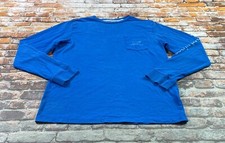 Vineyard Vines Shirt Boys L 16 Blue Long Sleeve Pocket Whale Logo Tee Youth