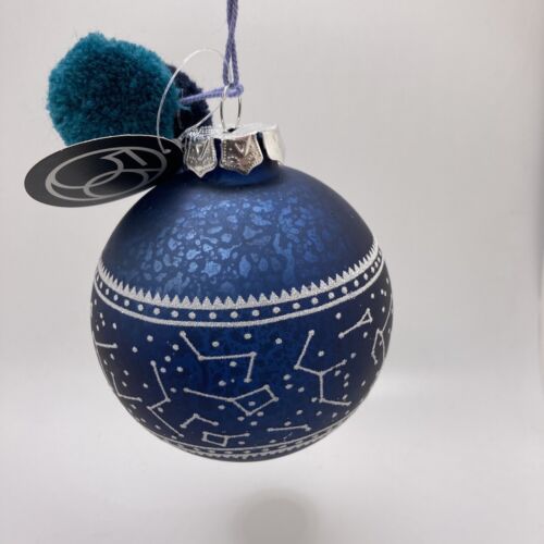 Dept 56 blue silver bulb ornament constellations Pom Poms - Picture 1 of 6