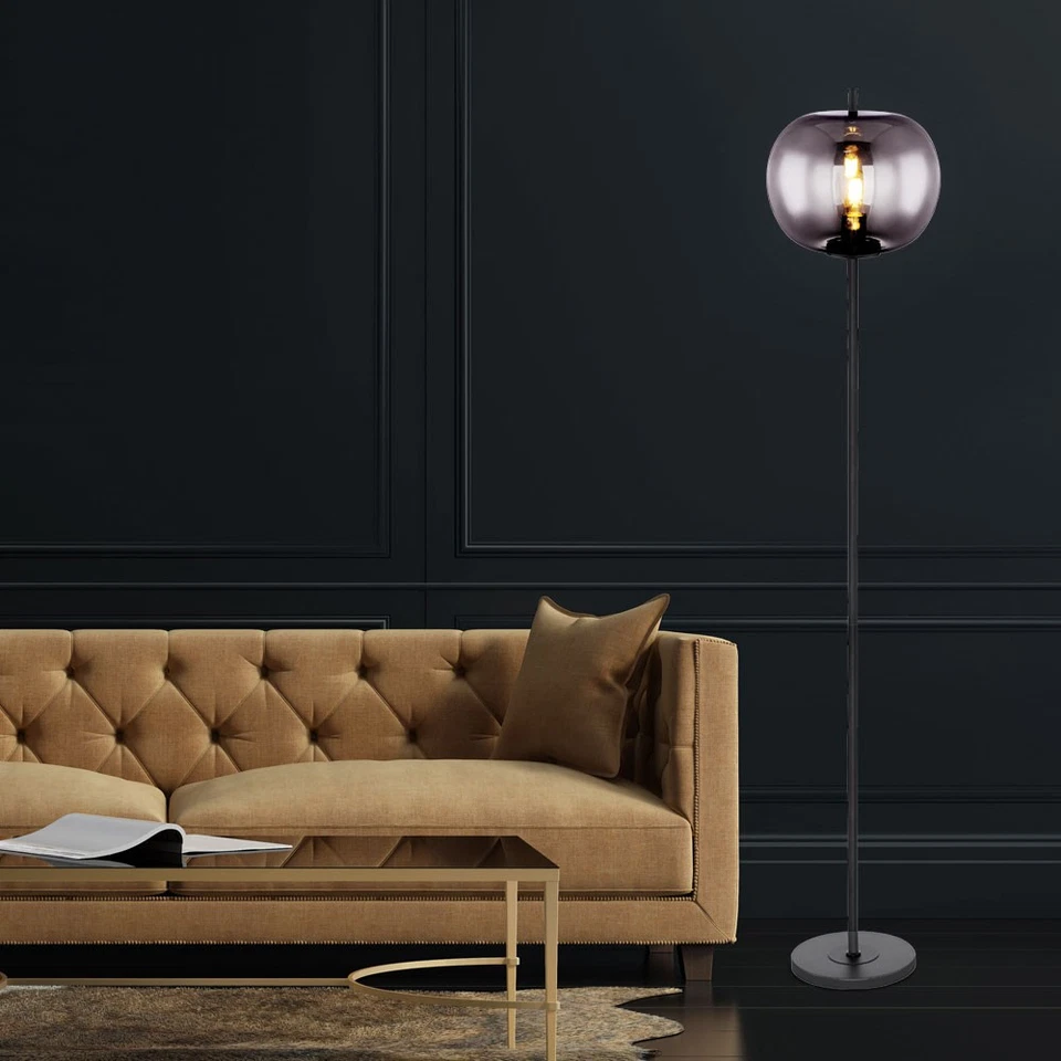 Lampada Da Terra Vintage RGB LED Con Globo In Vetro Fumè Dimmerabile - Immagine 4 di 4