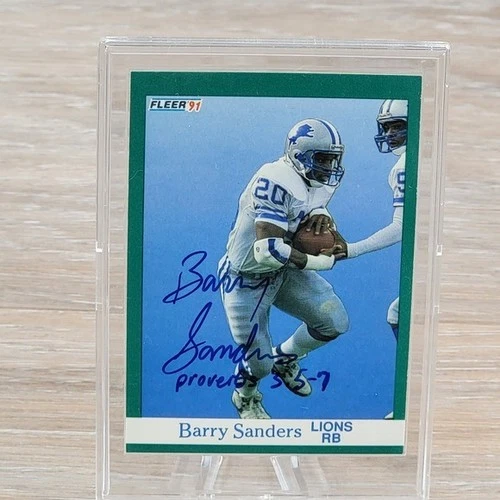1991 Fleer Barry Sanders Autographed Detroit Lions NFL Football Card Signed