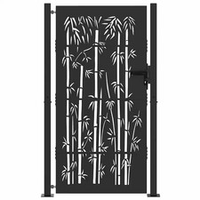 Garden Gate Driveway Gate Fence Gate Fence Corten Steel Bamboo Design vidaXL