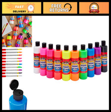 Neon Washable Tempera Paint Set for Kids - 10ct Assorted Fluorescent Colors, 8oz