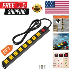 Durable 8 Outlet Surge Protector Power Strip - Ideal for Garage & Office Use