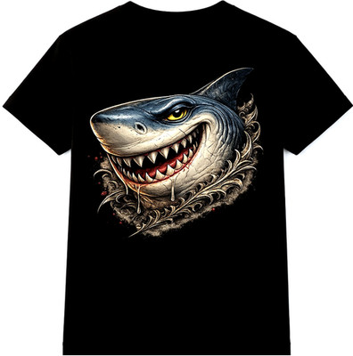 Shark T-Shirt Fierce Great White Jaws Graphic Tee Ocean Predator Top