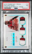 2015 NATIONAL TREASURES NBA GAME GEAR TRIPLES PRIME #19 DWYANE WADE 22/25 PSA 7