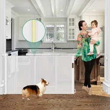 Reinforced 60" Wide Retractable Baby Gate with Reinforced Rods, 5 ft Retractable