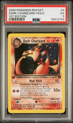2000 POKEMON ROCKET 1ST ED #4 DARK CHARIZARD-HOLO PSA 5
