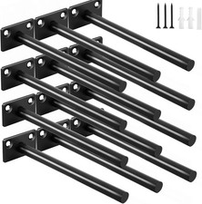 12 Pcs 6" Black Solid Steel Floating Shelf Bracket Blind Shelf Supports - Hidden