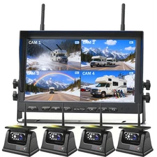 Wireless Magnetic Solar Backup Camera HD 1080P 10.1" DVR Monitor RV Truck Ship