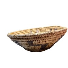 Antique Basket Papago Indian Tribe 8" Round  Basket Linear Key Tohono O&rsquo;odham
