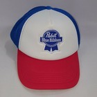 Pabst Blue Ribbon Beer Vintage Snapback Embroidered Hat Mesh Back Truckers Cap