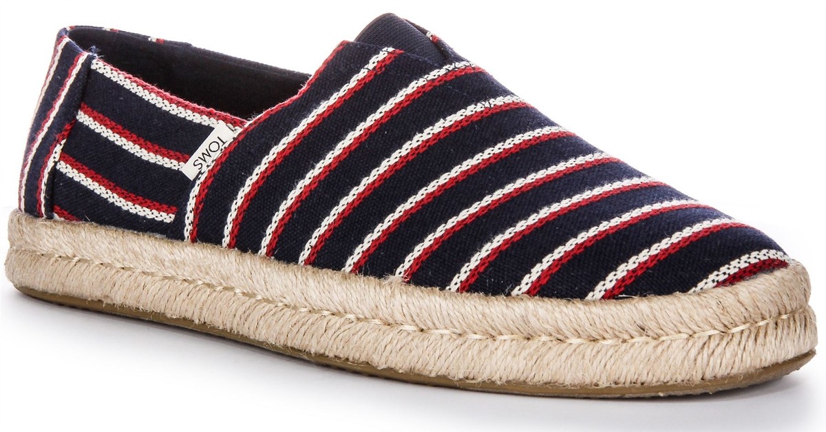 Toms Alpargata Woven Stripes Rope Mens Casual Navy Red US 13