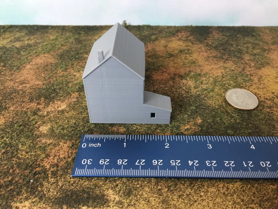 Casa de campo de 3 pisos con cobertizo y edificio de tiendas - escala Z 1:220 - totalmente montada Foto 4 de 4