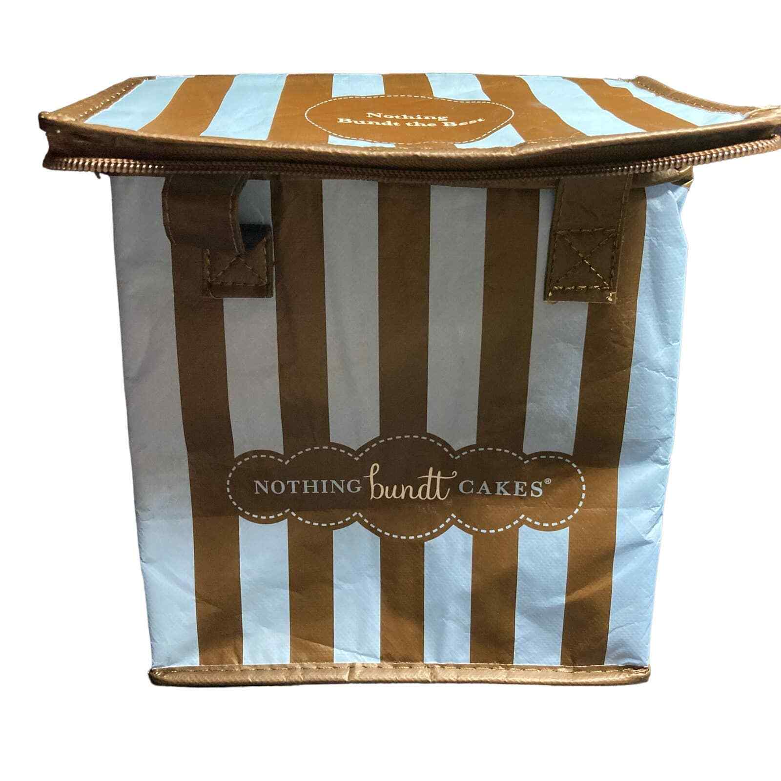 Nothing Bundt Cakes Brown Blue Striped Insulated Bag. PreOwned eBay