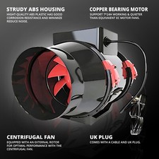 Powerful Inline Extractor Duct Fan Ventilation Hydroponics Grow Room Mixed Flow