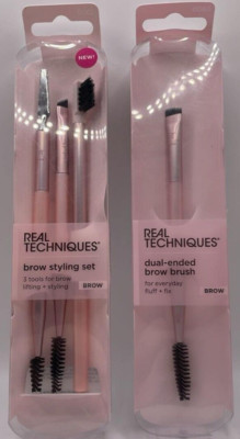 2PC Real Techniques Brush Set ~ Brow Brush & Brow Styling Set ~ NEW ~ FAST SHIP