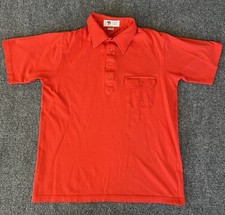 Pebble Beach Mens VTG Polo Shirt Flap Pocket Orange Preppy Minimalist