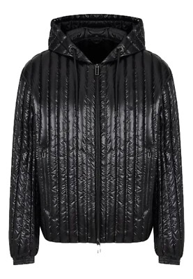 NWT EMPORIO ARMANI BLACK HOODED DOWN JACKET 6R1B79 1NKZZ M | eBay