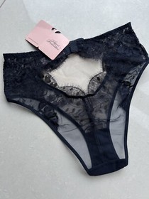 AGENT PROVOCATEUR Violetta Cutout Lace & Stretch-Tulle Briefs Midnight Blue NEW