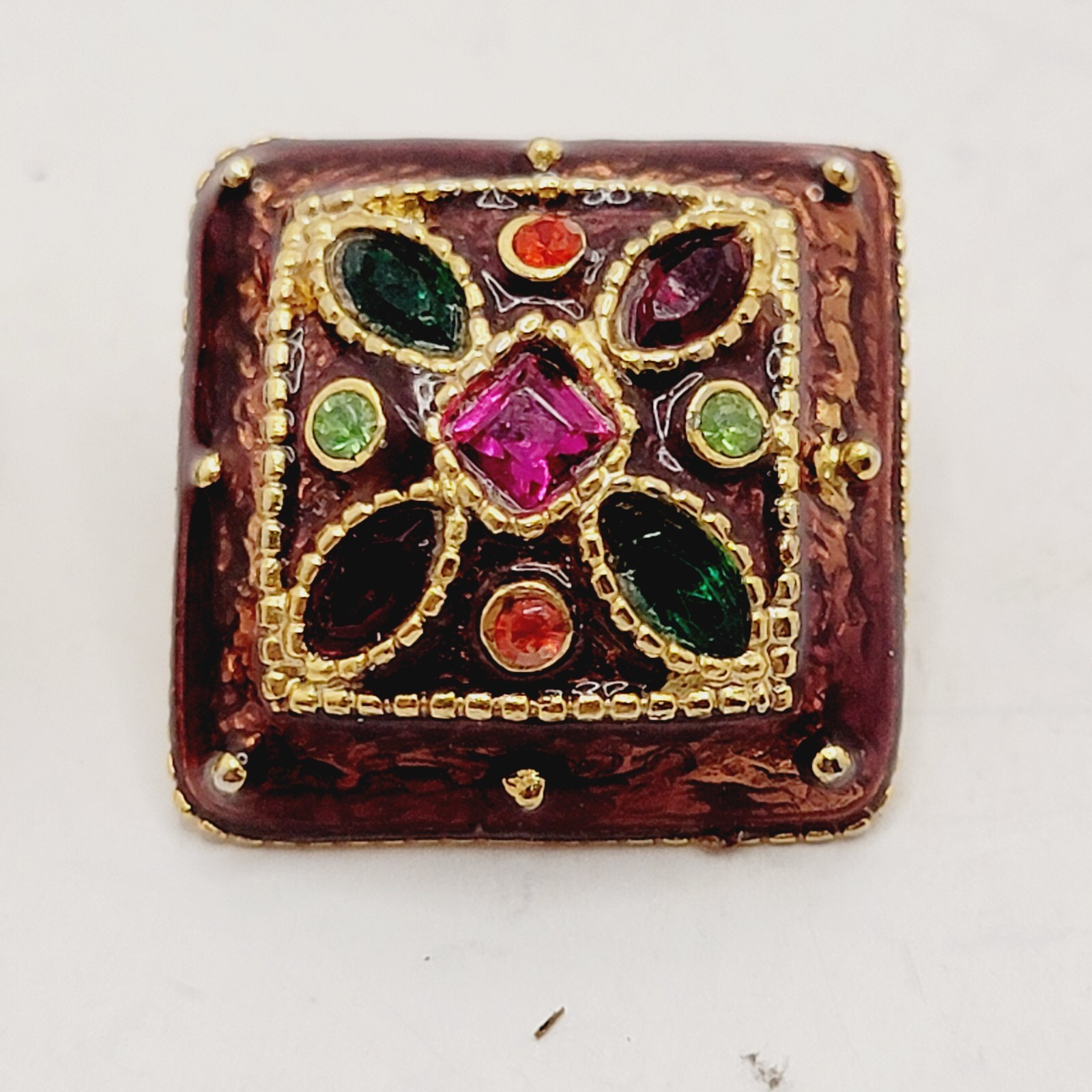 Rectangular Post Earrings with Multicolored Rhine… - image 3