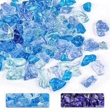 10LB Blue Crushed Fire Pit Glass Rocks for Propane Fire Pits Fireplace Decor